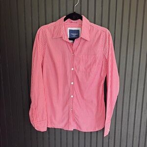 American Eagle Outfitters Pink and White Button Down Shirt